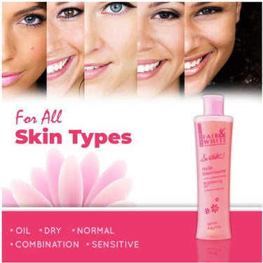 FAIR & WHITE So White Body Oil, 250ml / 8.45fl.oz - with Vitamin E, Almond Oil and 'Lumiskin', Hydrating Formula for Wrinkles, Dryness and Dark Spots- skin types